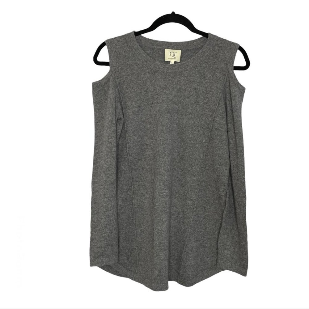 Qi Charcoal Cashmere Cold Shoulder Sweater